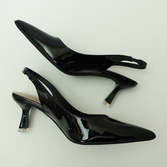 NEW Xin Jing Shoes Pump Slingback Kitten Heel Pointed Toe Leather Black Size 37 - Picture 8 of 9